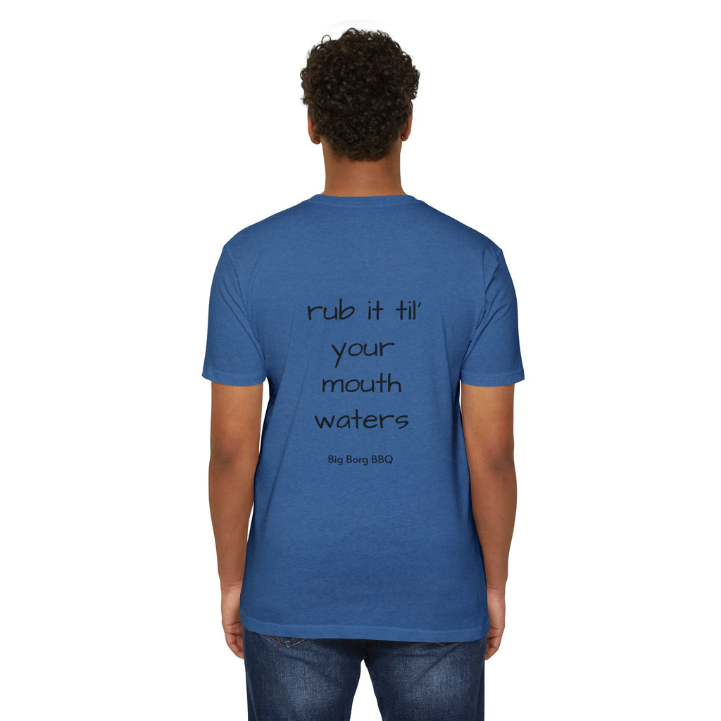 BBQ T-Shirt — "Rub It Til' Your Mouth Waters" Big Borg BBQ Grill Tee
