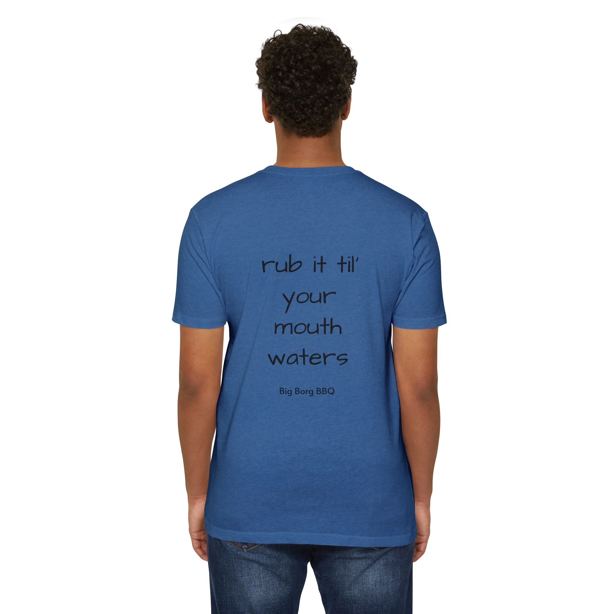 BBQ T-Shirt — "Rub It Til' Your Mouth Waters" Big Borg BBQ Grill Tee