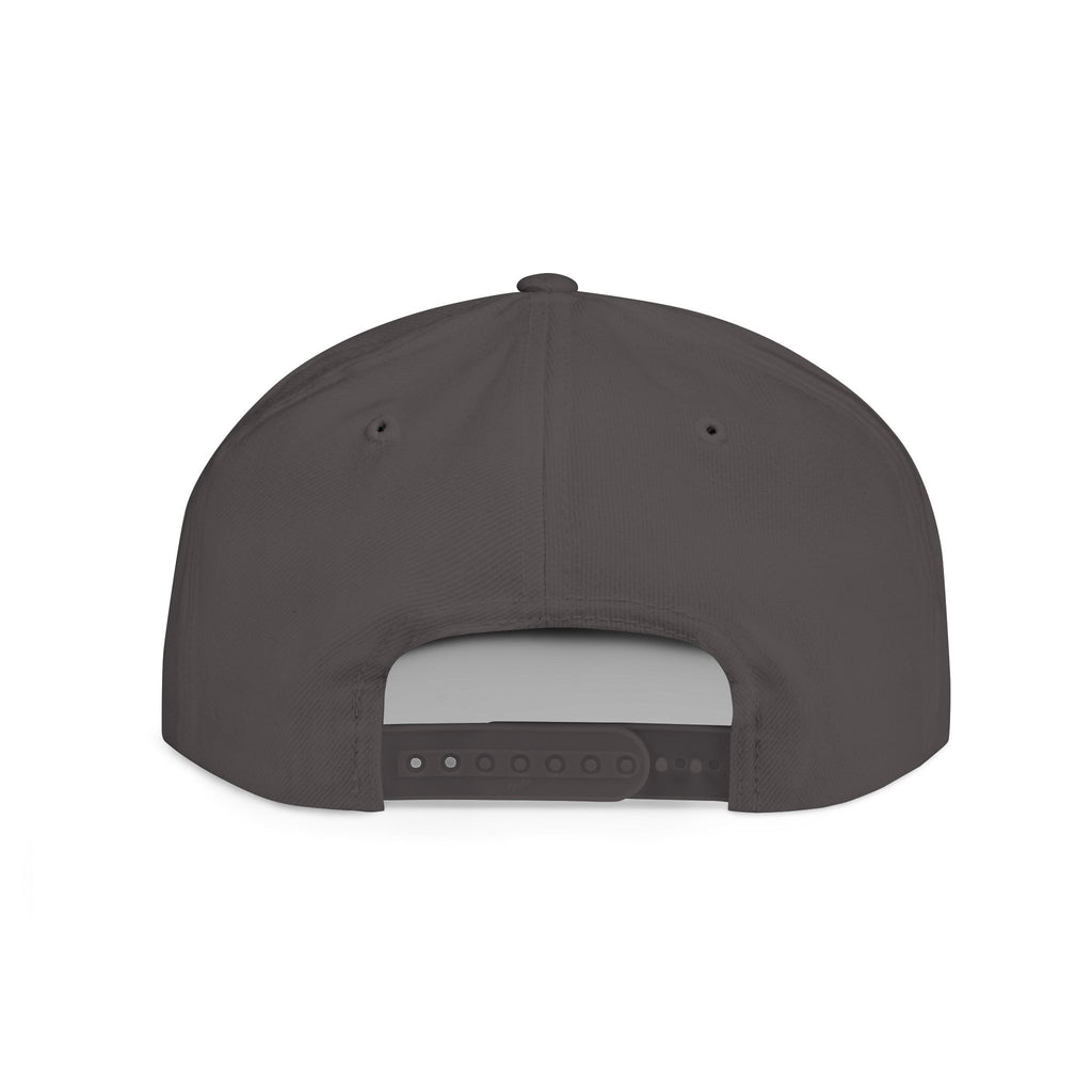 Flat Bill Snapback Hat — Minimal Blue Script Logo Cap