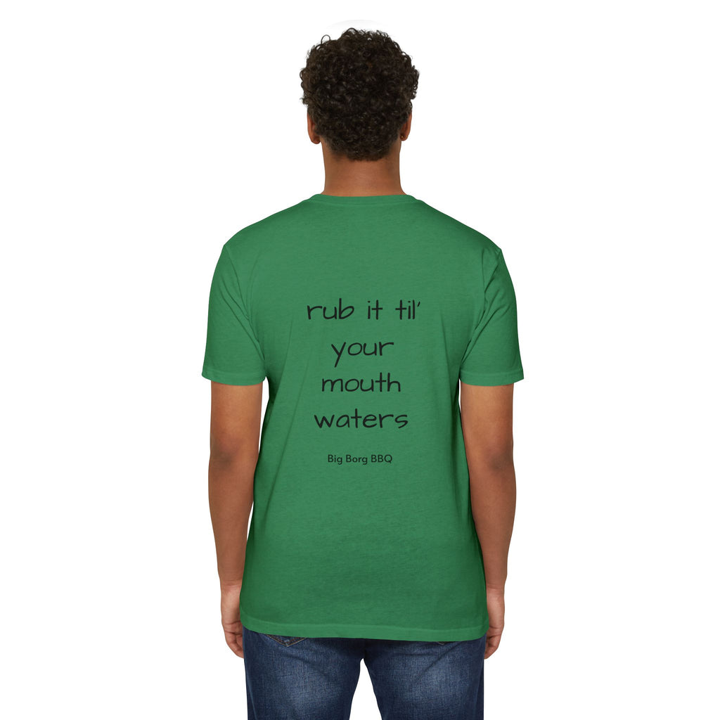 BBQ T-Shirt — "Rub It Til' Your Mouth Waters" Big Borg BBQ Grill Tee
