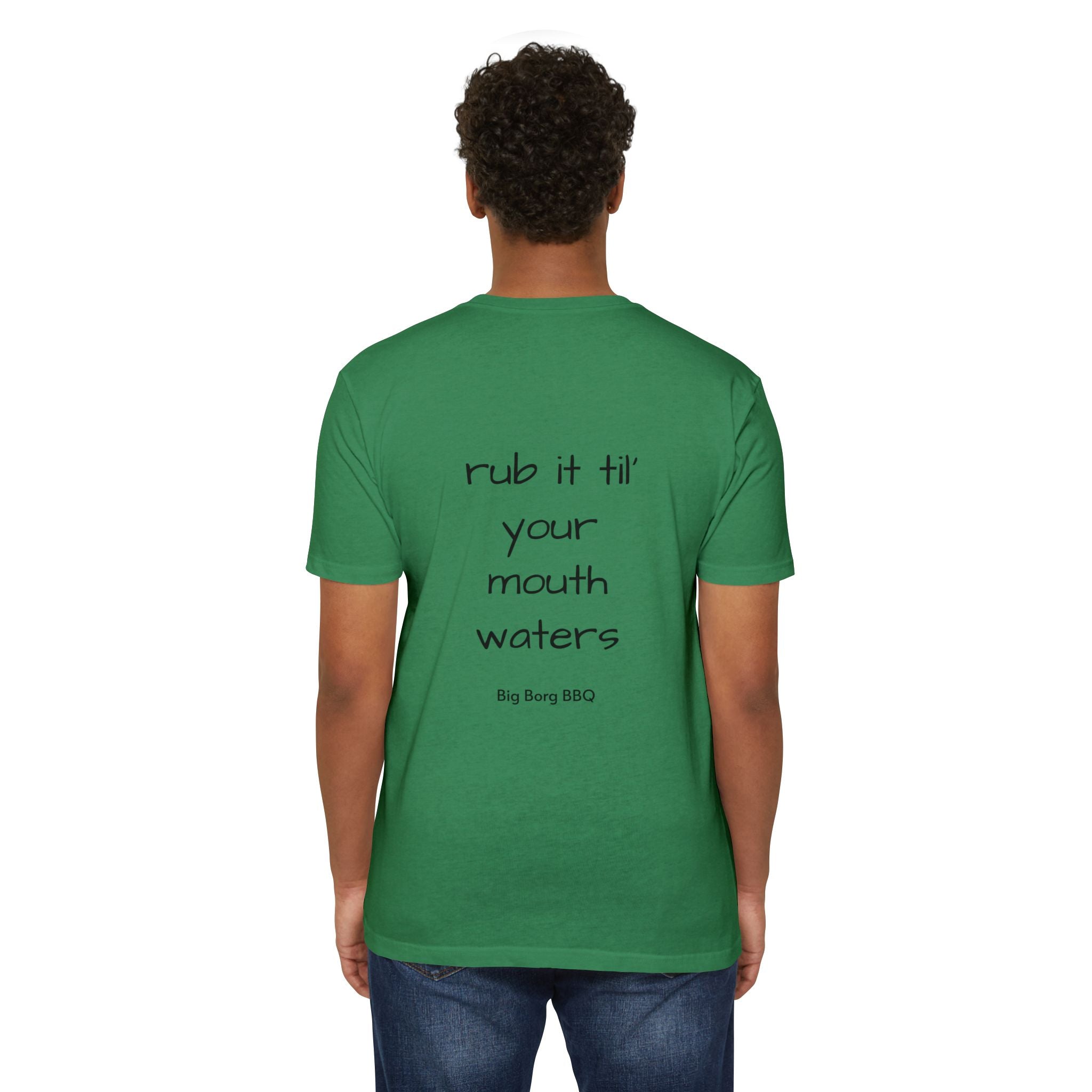 BBQ T-Shirt — "Rub It Til' Your Mouth Waters" Big Borg BBQ Grill Tee