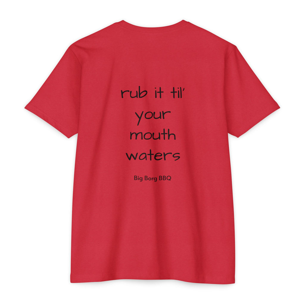BBQ T-Shirt — "Rub It Til' Your Mouth Waters" Big Borg BBQ Grill Tee