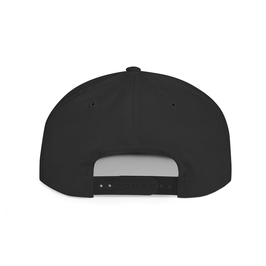 Flat Bill Snapback Hat — Minimal Blue Script Logo Cap