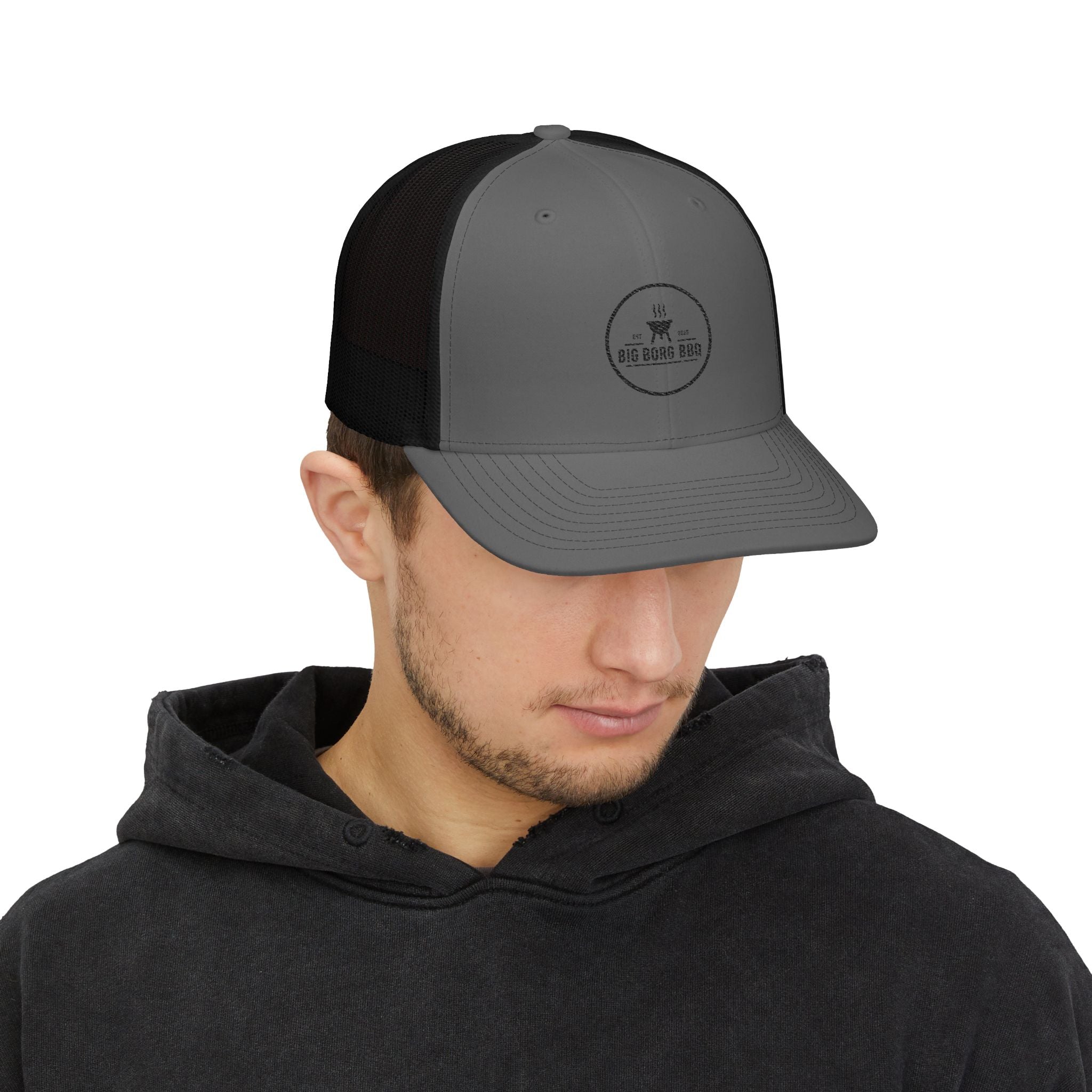 BBQ Grill Logo Trucker Cap — Big Burg BBQ Mesh Snapback
