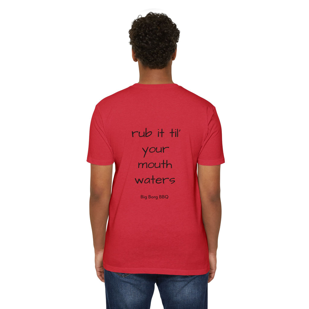 BBQ T-Shirt — "Rub It Til' Your Mouth Waters" Big Borg BBQ Grill Tee