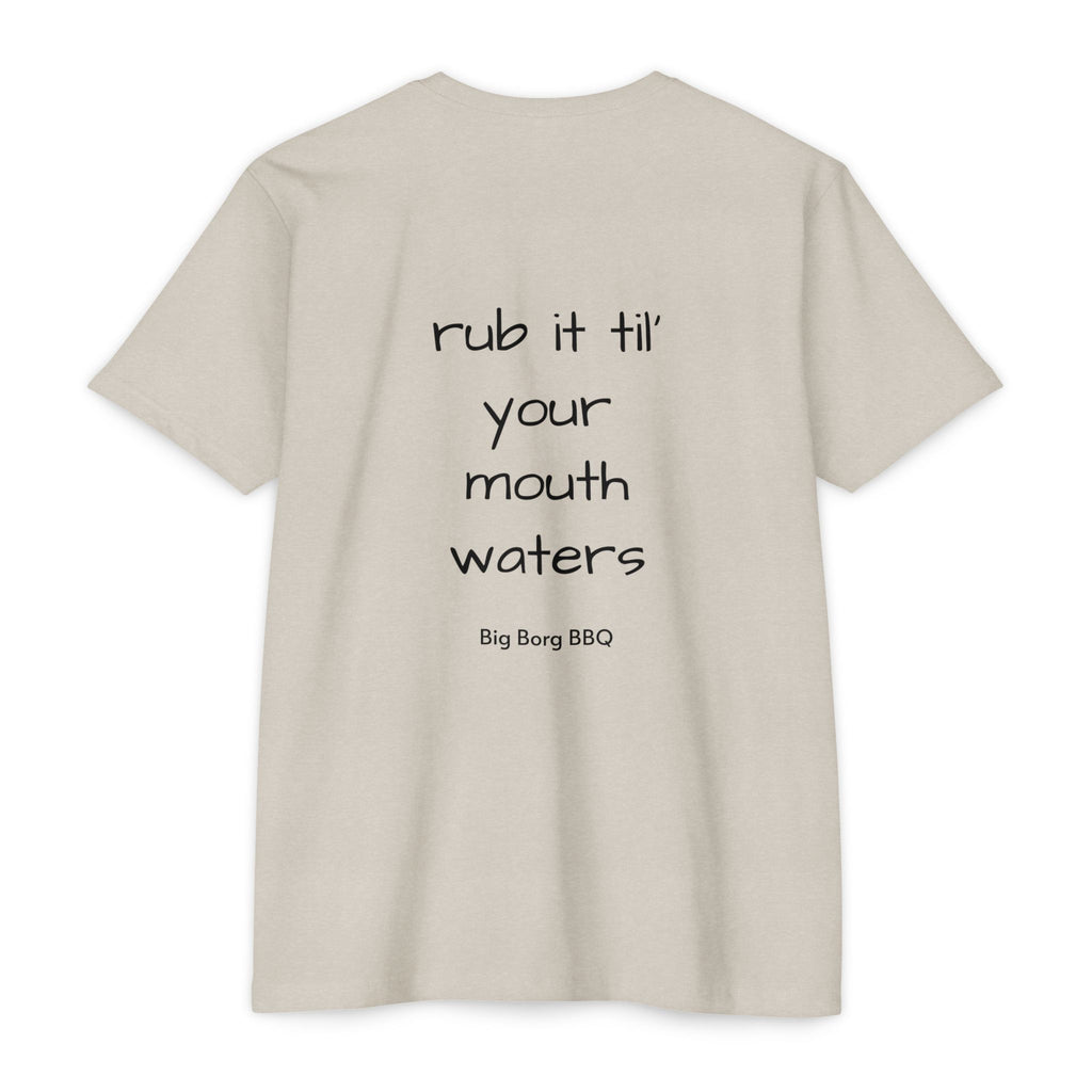 BBQ T-Shirt — "Rub It Til' Your Mouth Waters" Big Borg BBQ Grill Tee