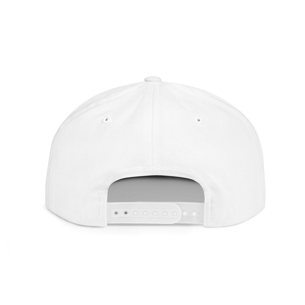 Flat Bill Snapback Hat — Minimal Blue Script Logo Cap
