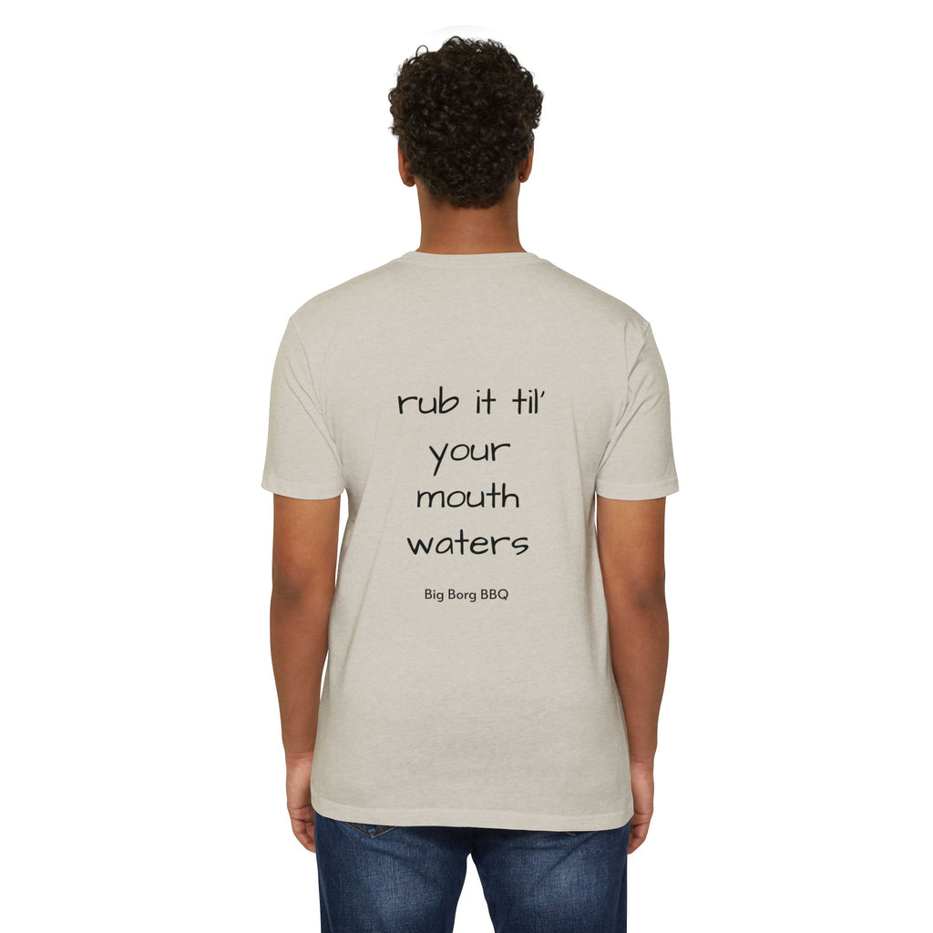 BBQ T-Shirt — "Rub It Til' Your Mouth Waters" Big Borg BBQ Grill Tee