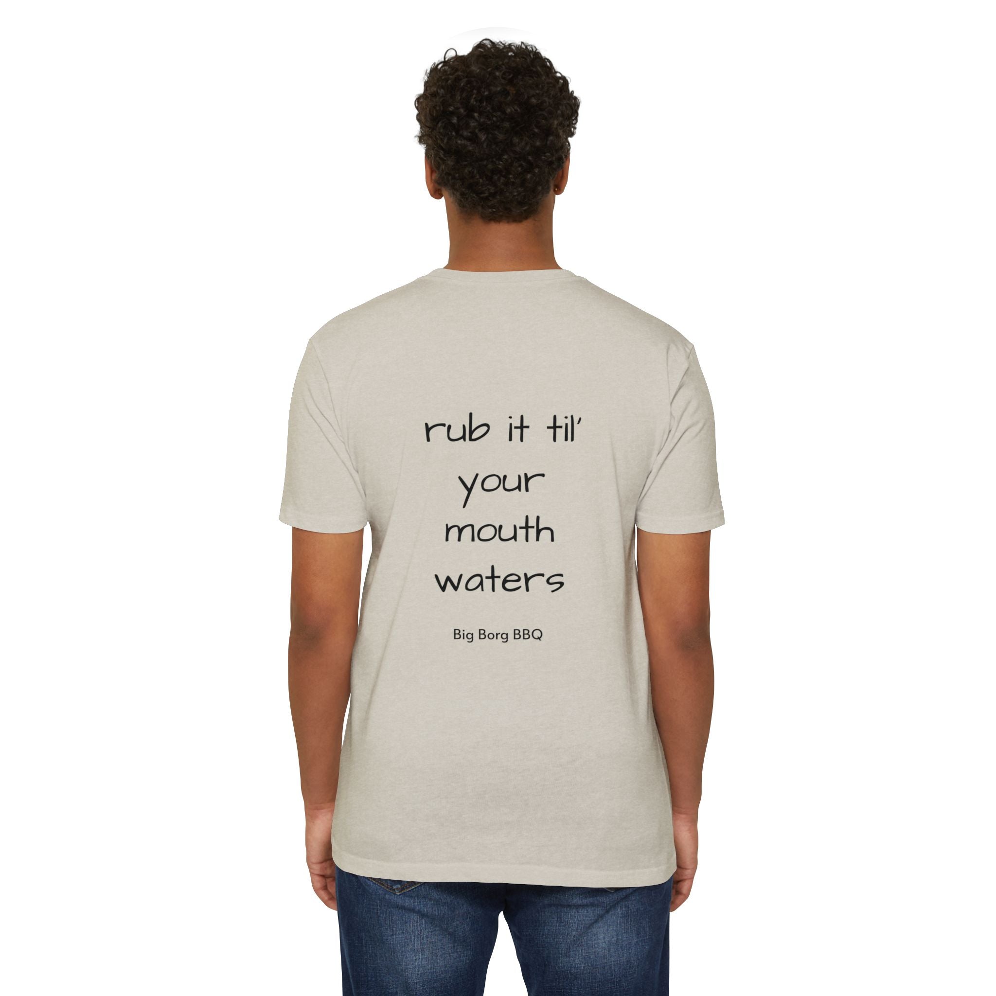 BBQ T-Shirt — "Rub It Til' Your Mouth Waters" Big Borg BBQ Grill Tee