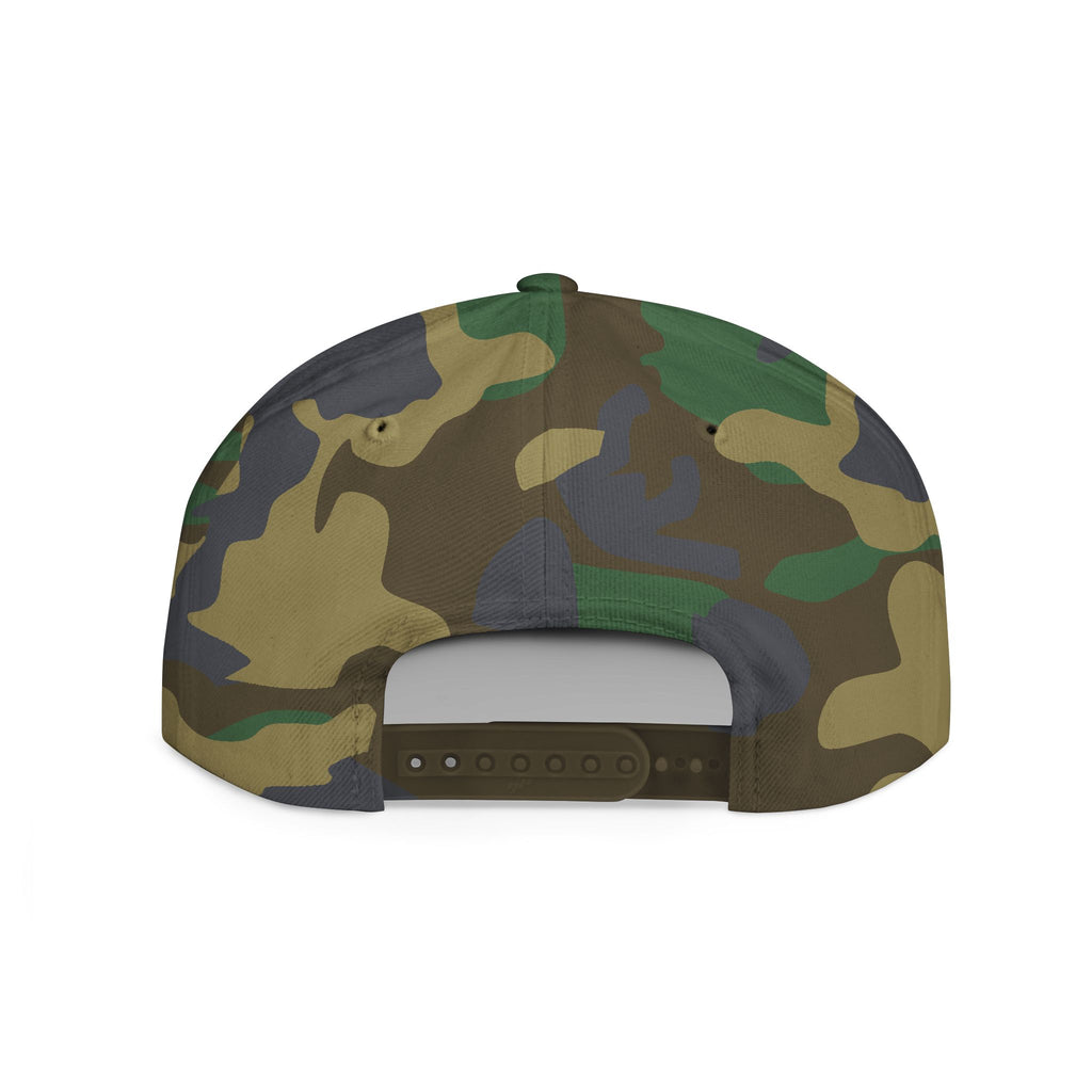 Flat Bill Snapback Hat — Minimal Blue Script Logo Cap
