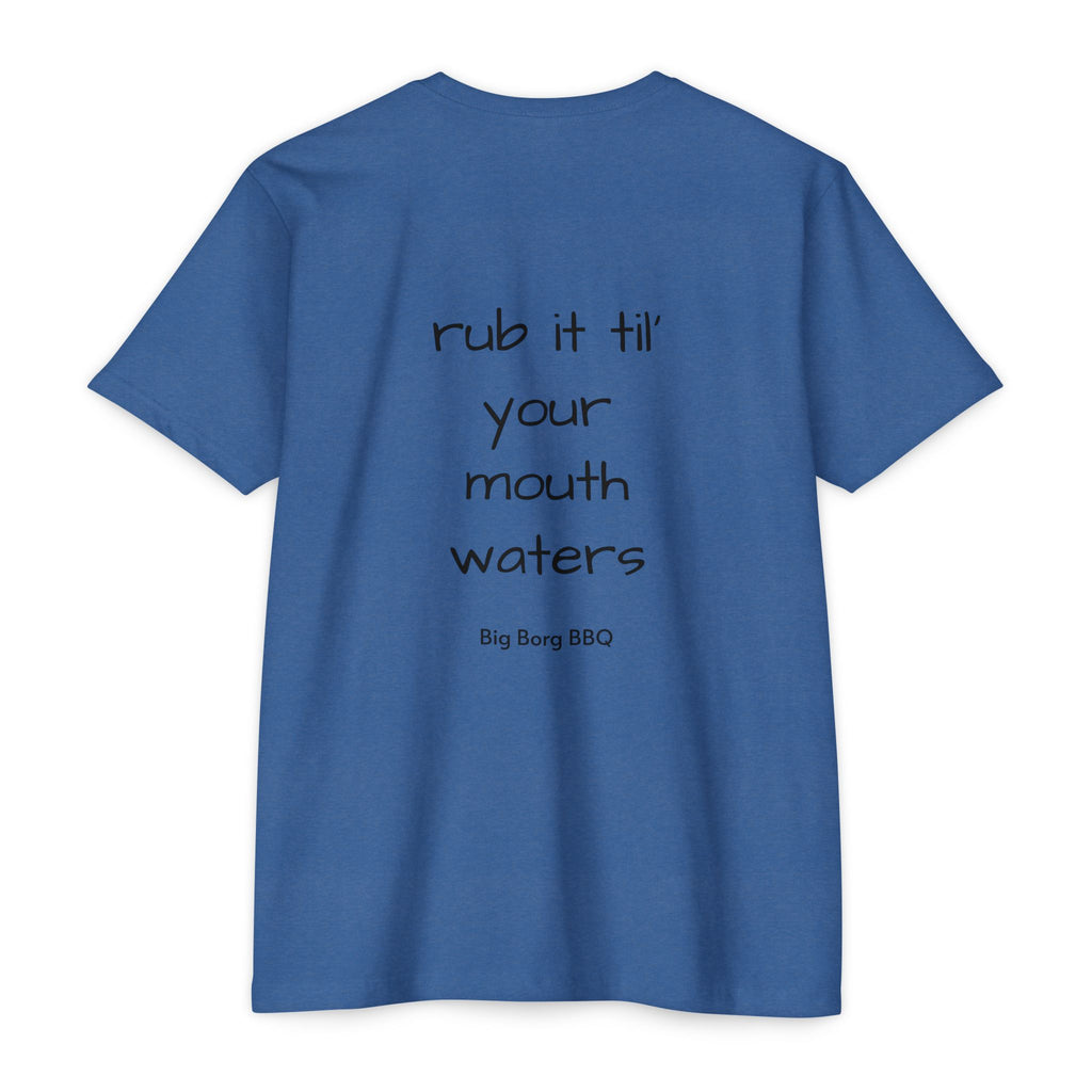 BBQ T-Shirt — "Rub It Til' Your Mouth Waters" Big Borg BBQ Grill Tee