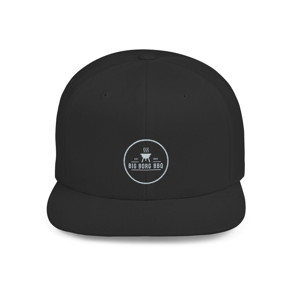 Flat Bill Snapback Hat — Minimal Blue Script Logo Cap