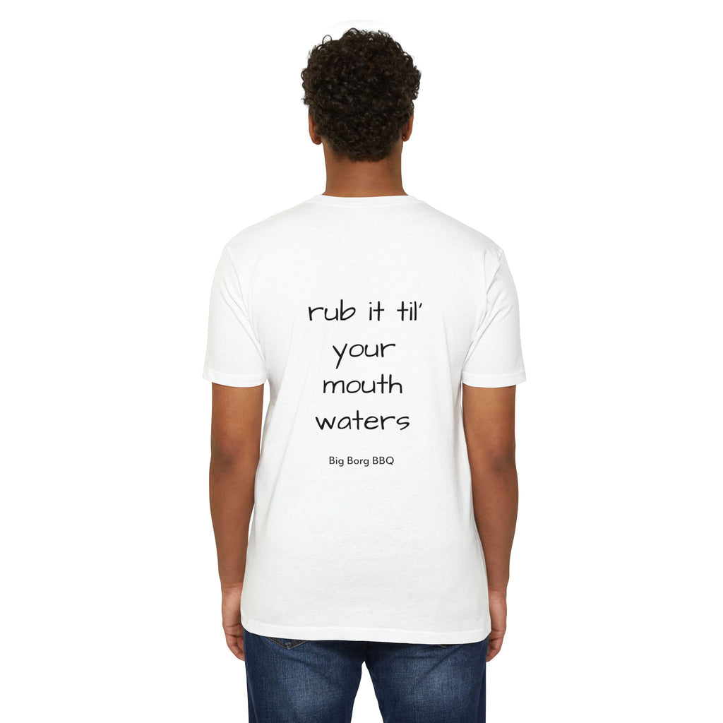 BBQ T-Shirt — "Rub It Til' Your Mouth Waters" Big Borg BBQ Grill Tee
