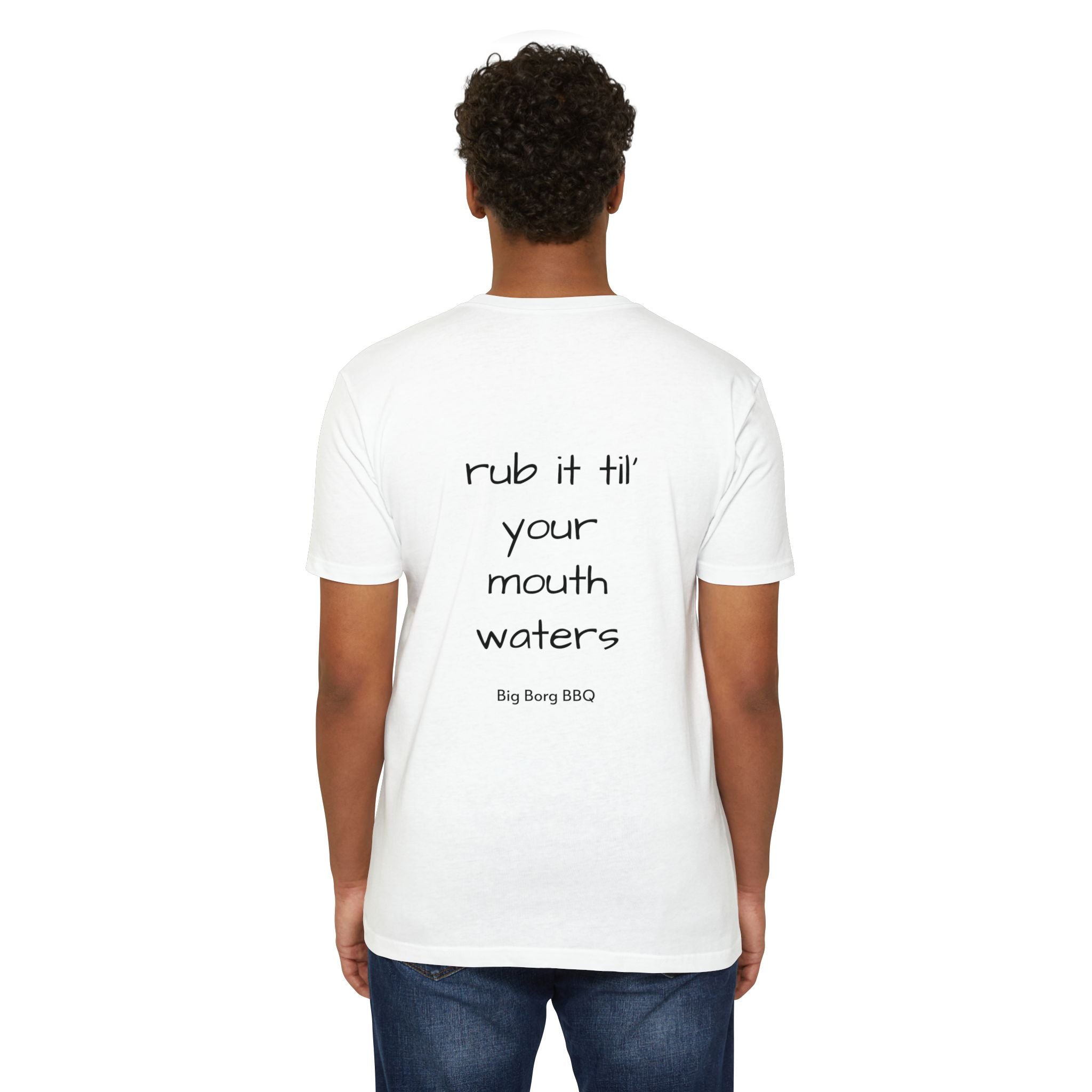 BBQ T-Shirt — "Rub It Til' Your Mouth Waters" Big Borg BBQ Grill Tee