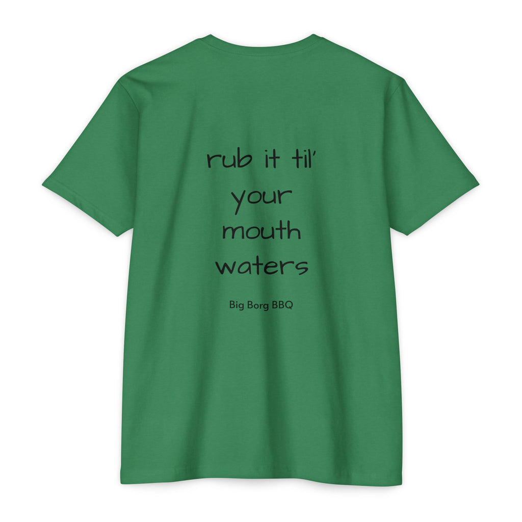 BBQ T-Shirt — "Rub It Til' Your Mouth Waters" Big Borg BBQ Grill Tee