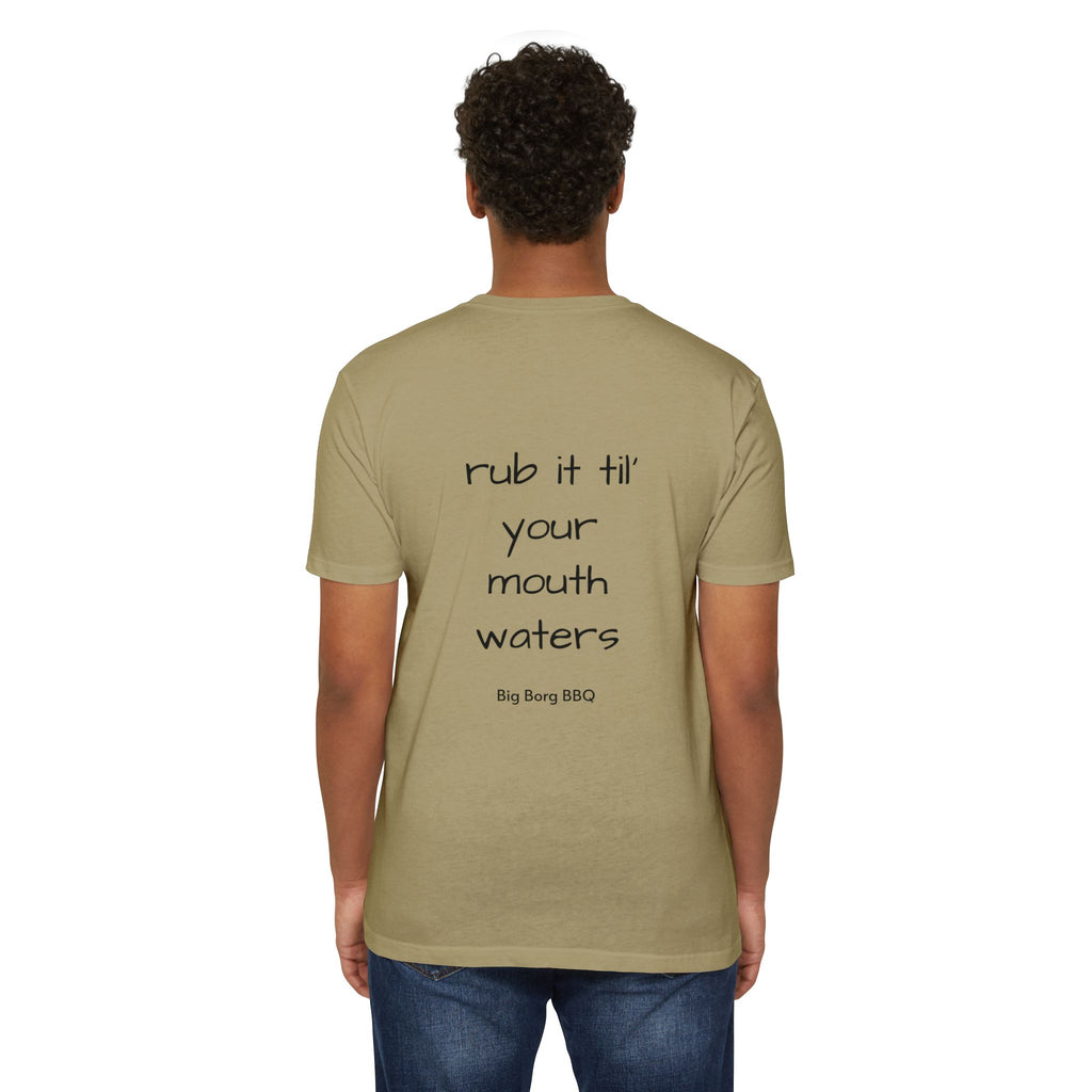 BBQ T-Shirt — "Rub It Til' Your Mouth Waters" Big Borg BBQ Grill Tee