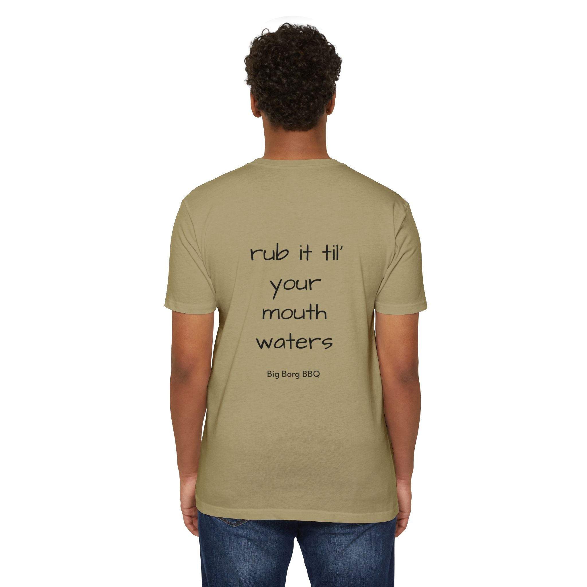 BBQ T-Shirt — "Rub It Til' Your Mouth Waters" Big Borg BBQ Grill Tee